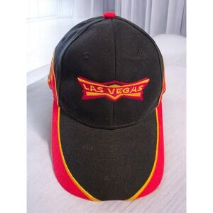 Las Vegas Flame Embroidered Baseball Cap Black Red Yellow Racing Style Hat